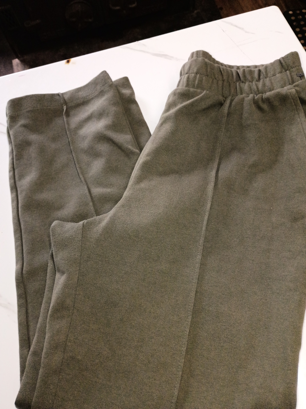Womens Olive Green Elastic Waist Pants